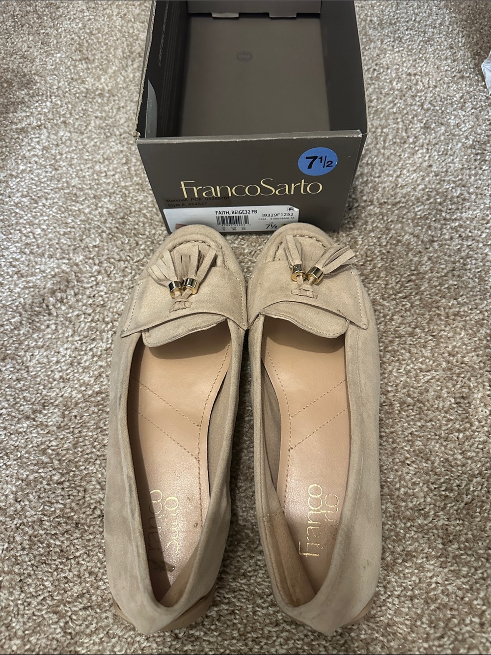Franco Sarto Taupe Suede Tassel Loafers